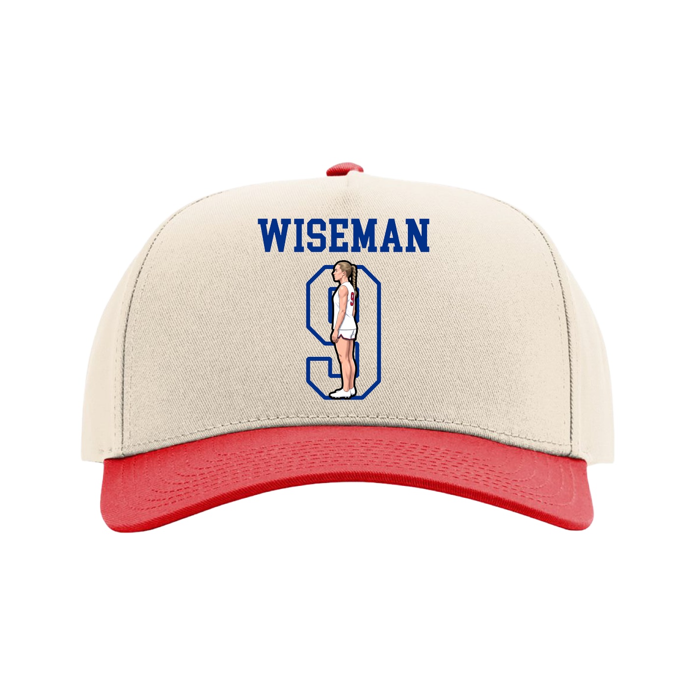 Full Fabric Five-Panel Champ Cap — Shirsey in Cream/Red