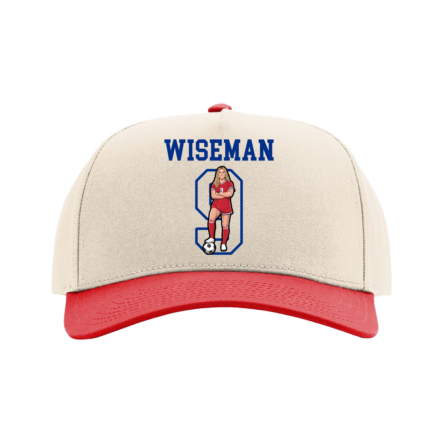 Full Fabric Five-Panel Champ Cap — Shirsey in Cream/Red