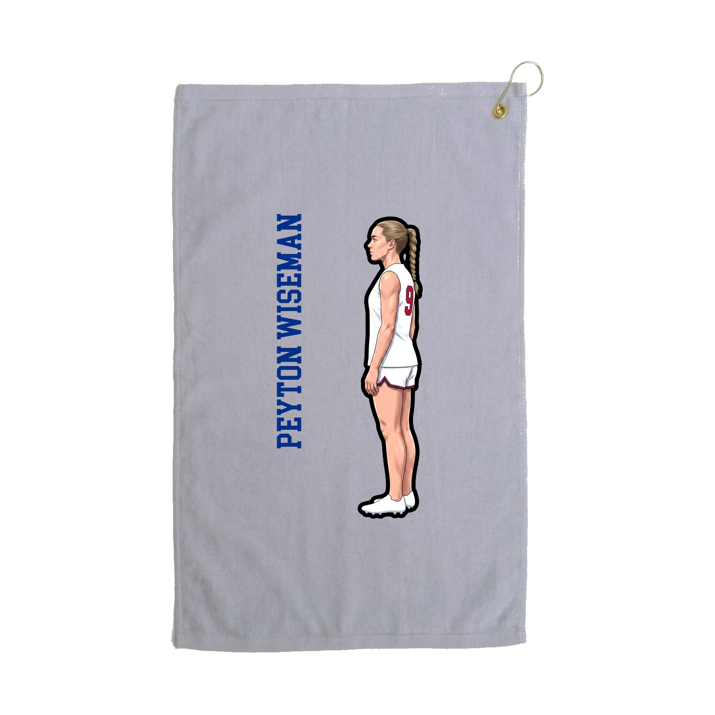 Golf Towel — Name Vertical in Grey