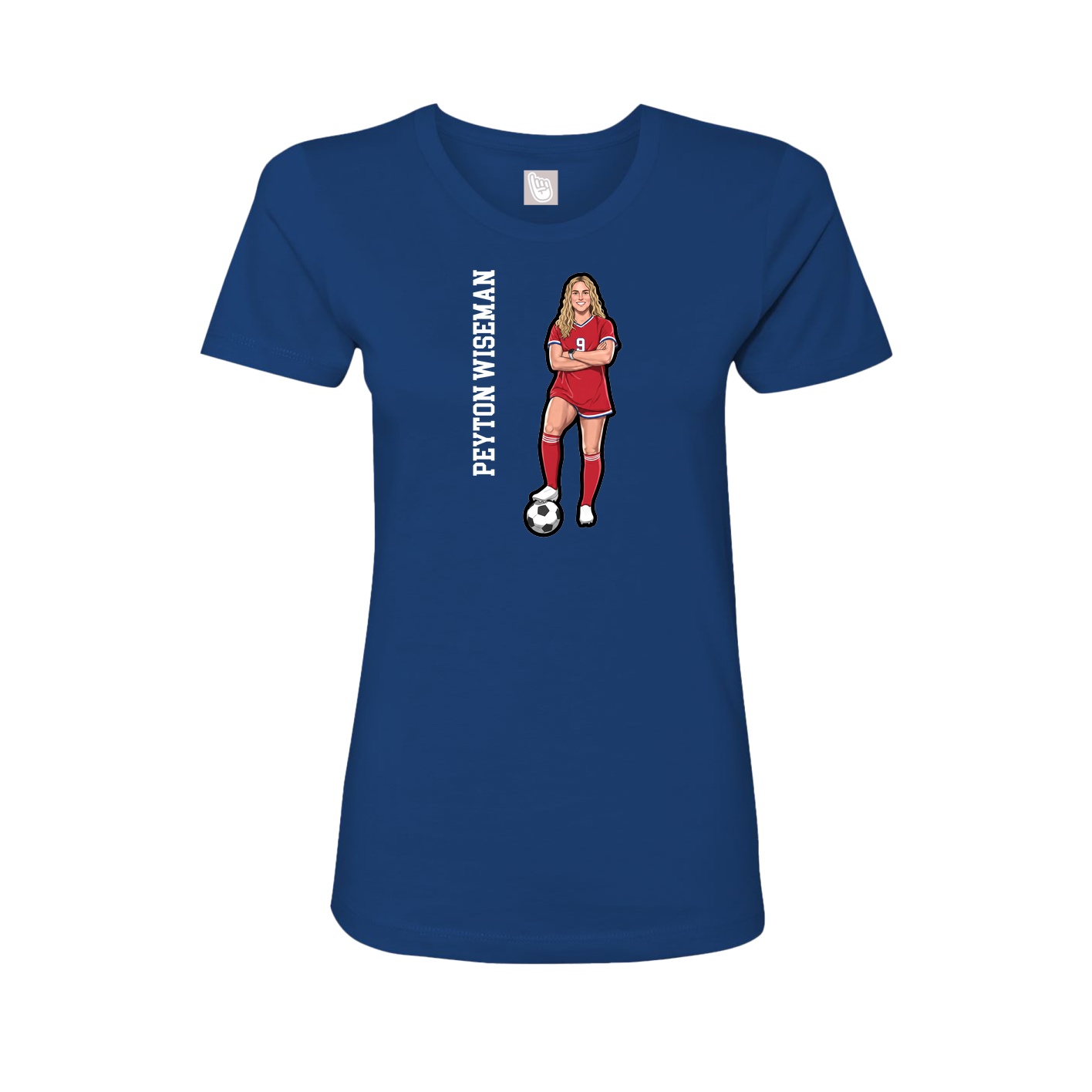Fitted Women's Tee — Name Vertical in Royal