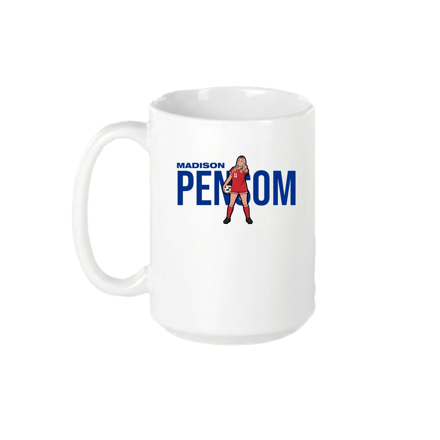 15oz Coffee Mug — Player Name in White