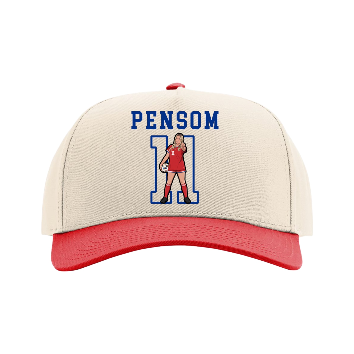 Full Fabric Five-Panel Champ Cap — Shirsey in Cream/Red