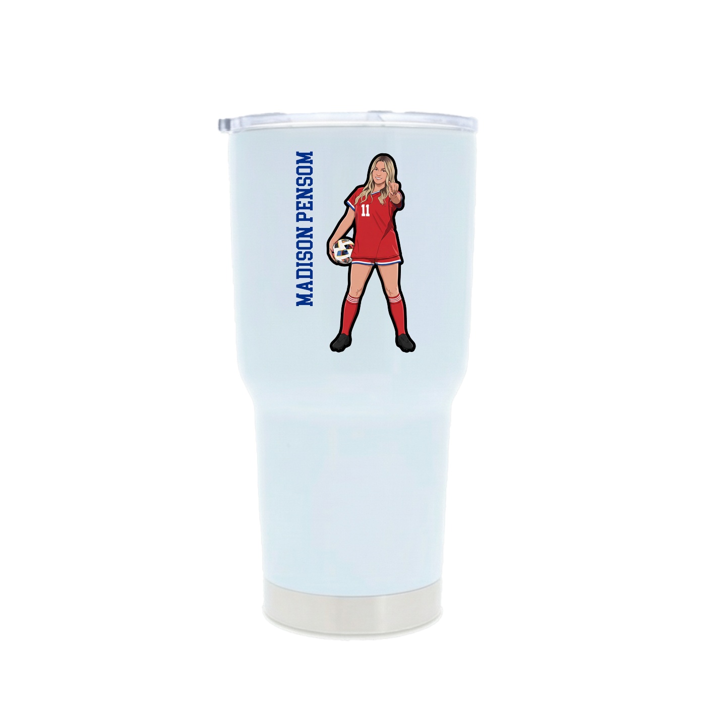 30oz Stainless Steel Tumbler — Name Vertical in White