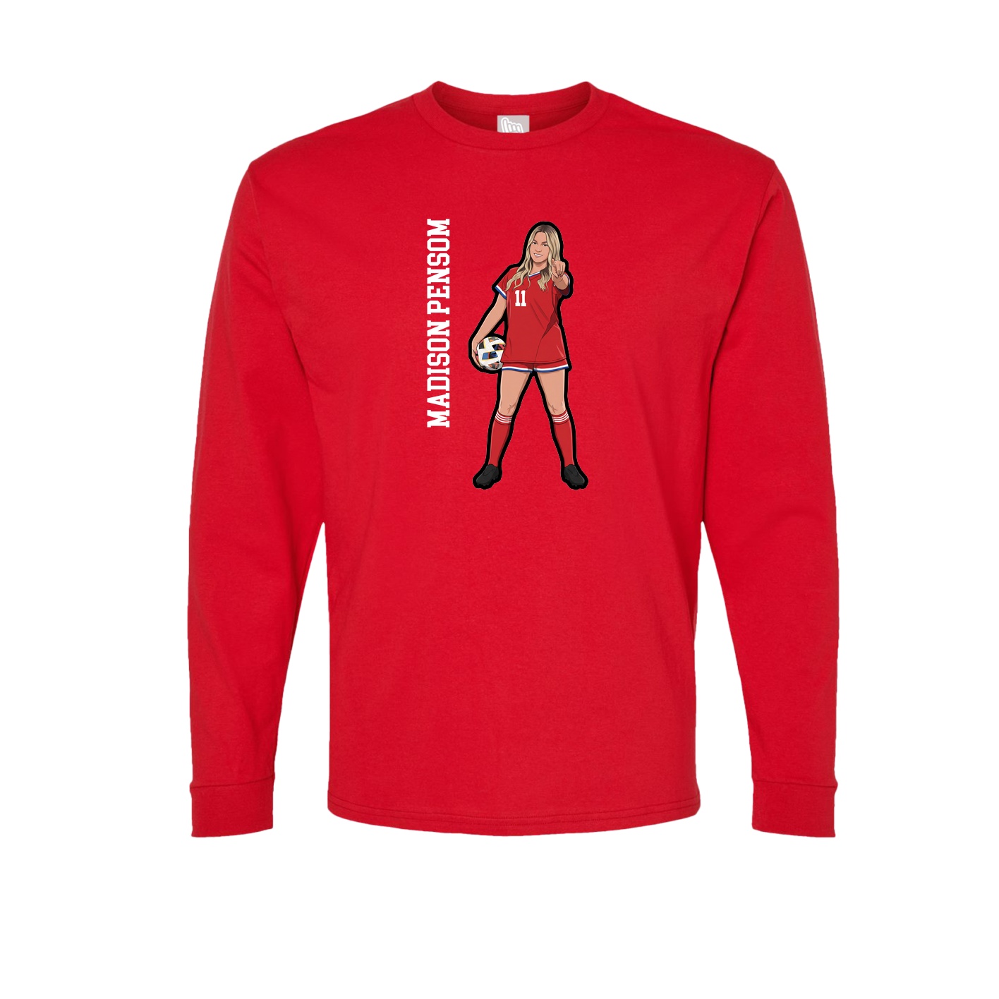 Long Sleeve Tee — Name Vertical in Red