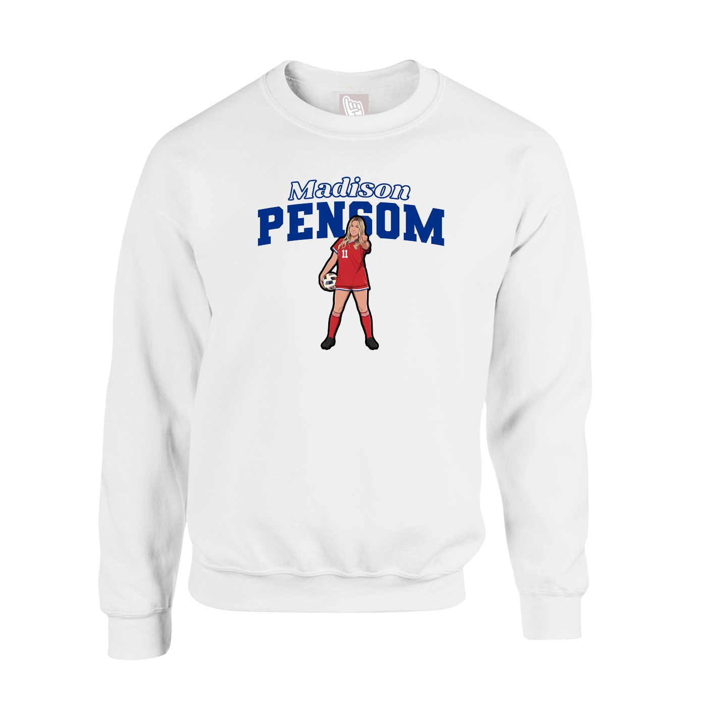 Fleece Crew — Name Arch in White