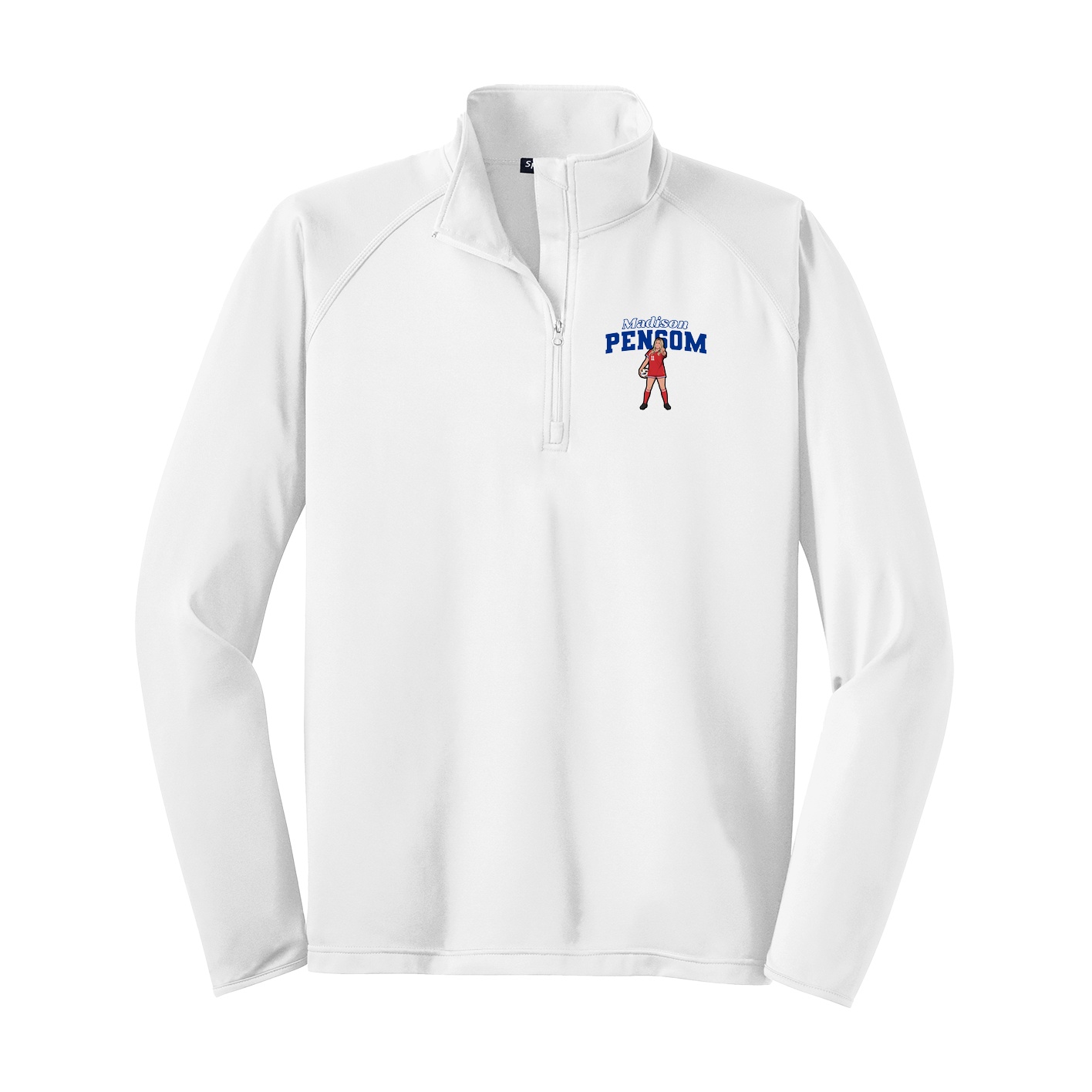 Q-Zip Pullover — Name Arch in White
