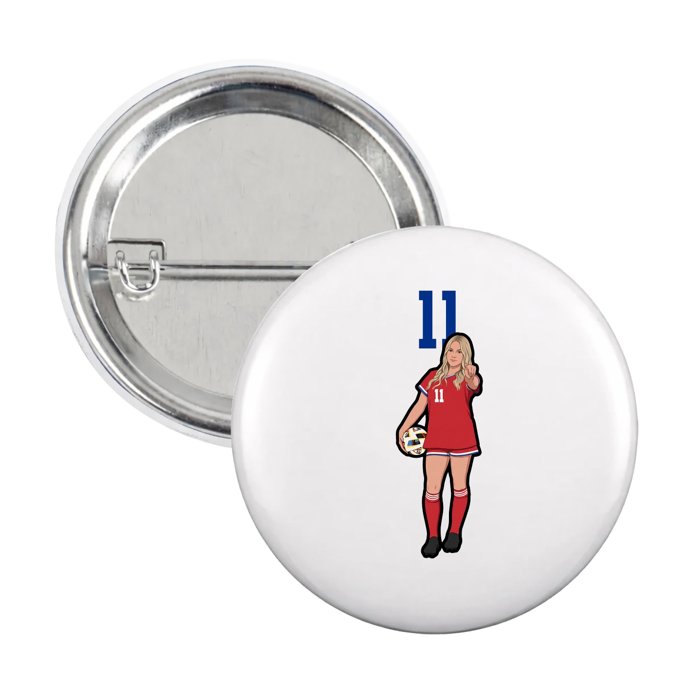 Game Day Button — Number Top in White