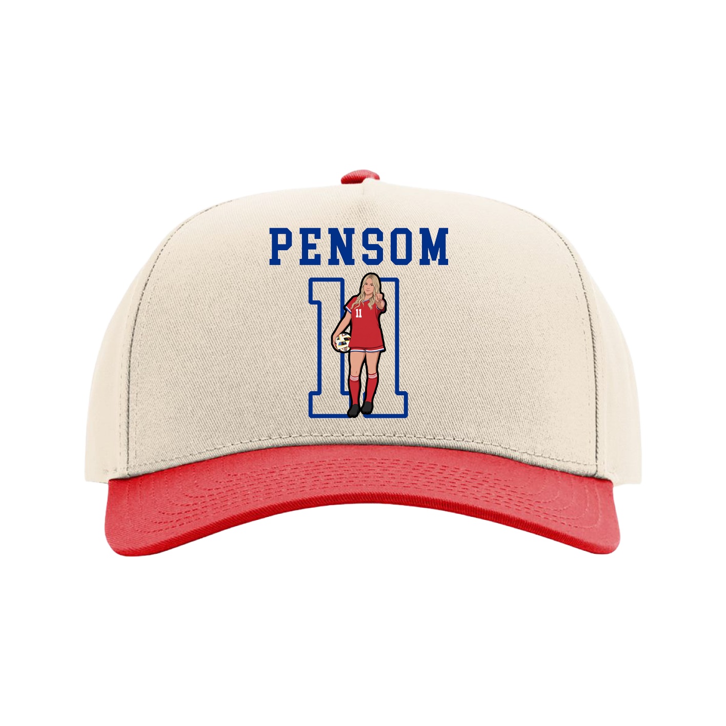 Full Fabric Five-Panel Champ Cap — Shirsey in Cream/Red