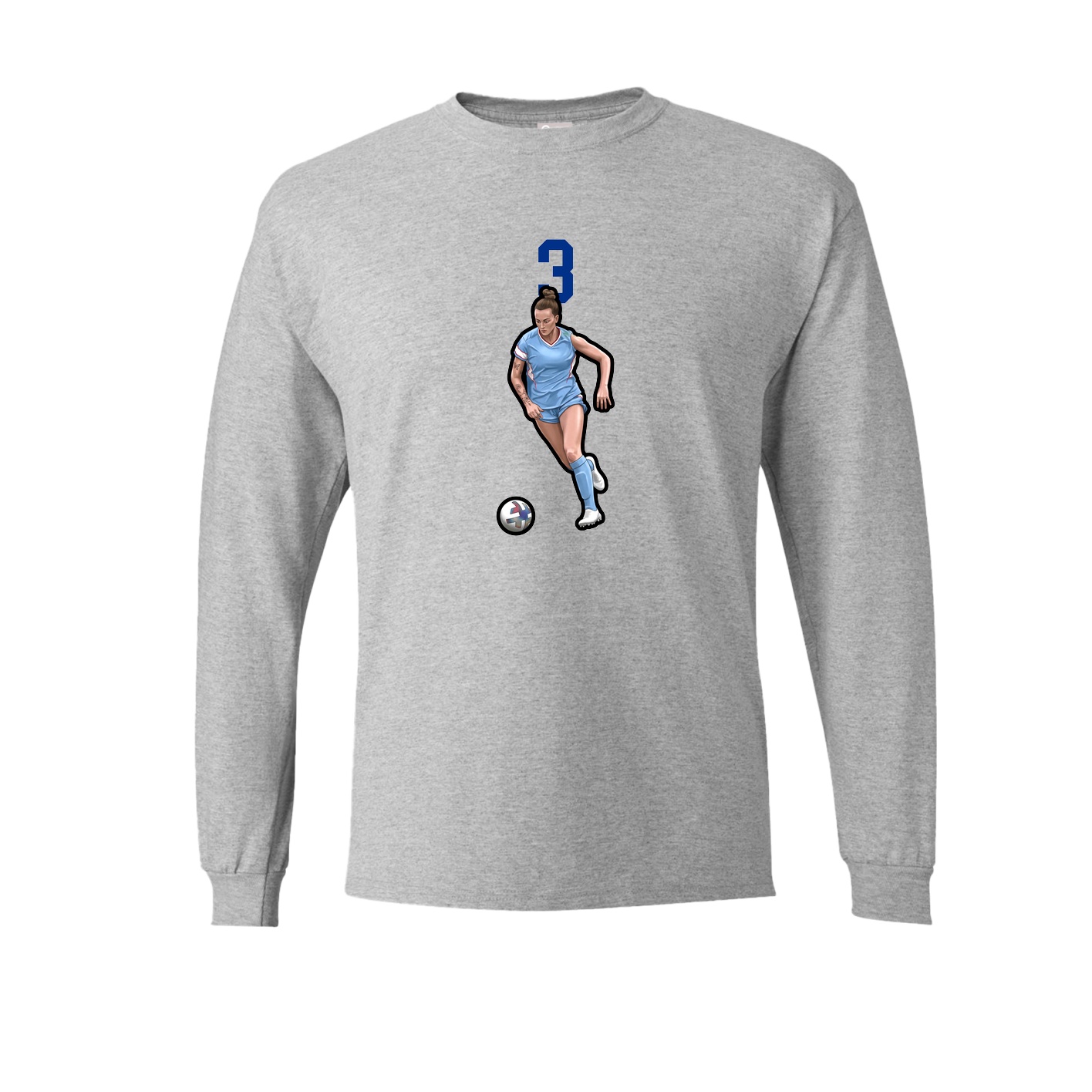 Long Sleeve Tee — Number Top in Grey