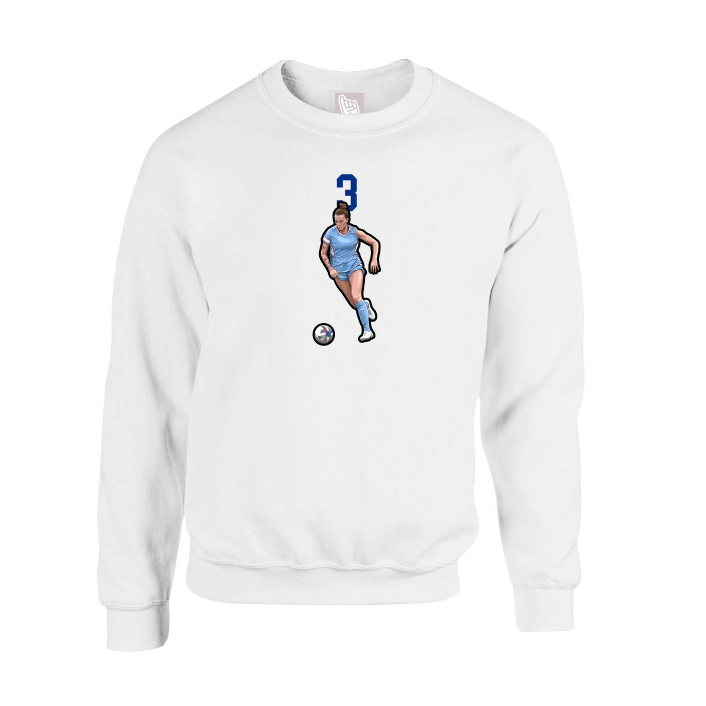Fleece Crew — Number Top in White
