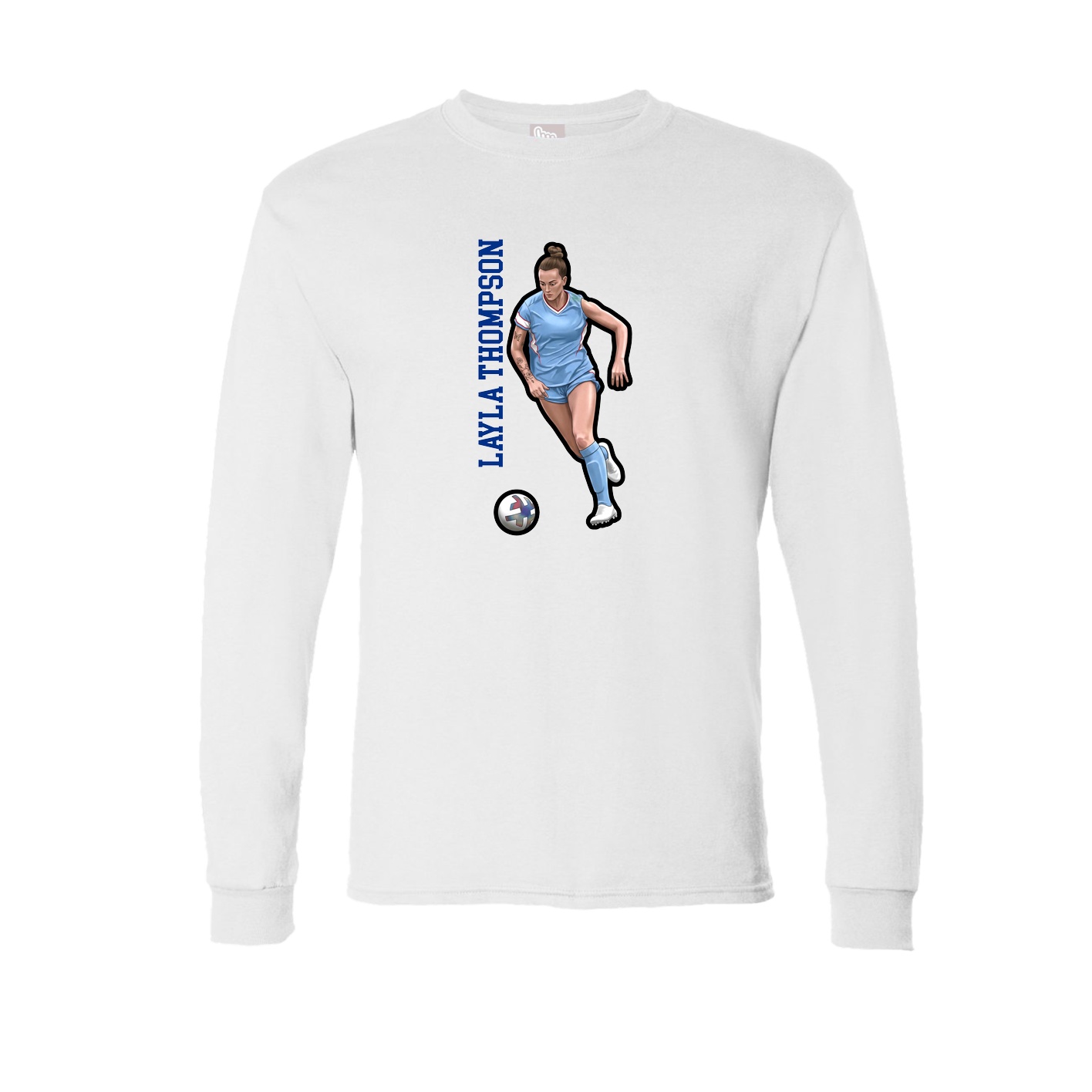 Long Sleeve Tee — Name Vertical in White