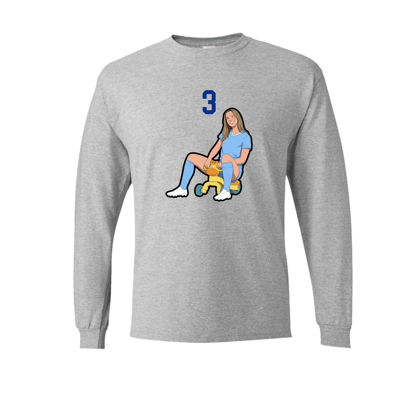 Long Sleeve Tee — Number Top in Grey