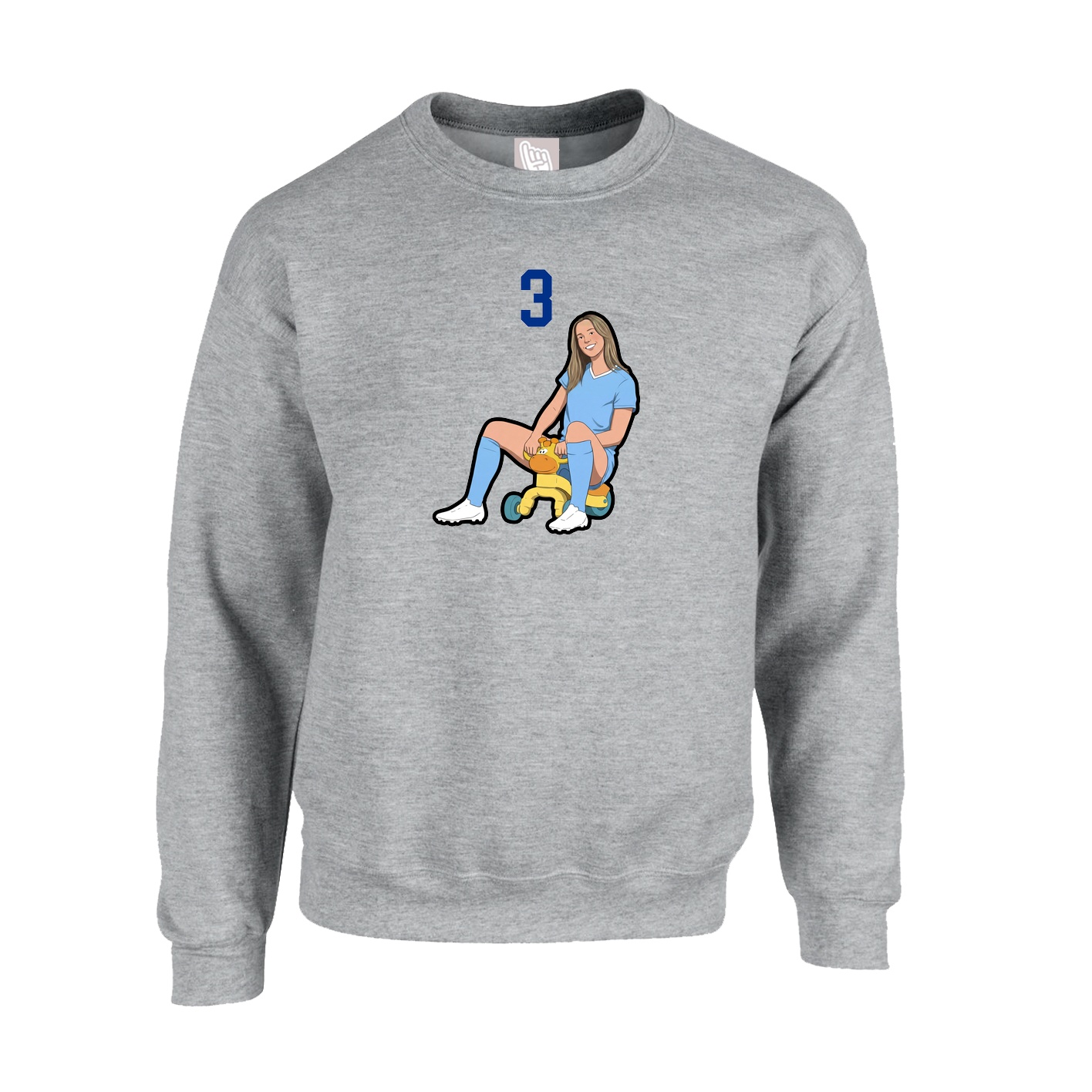 Fleece Crew — Number Top in Grey