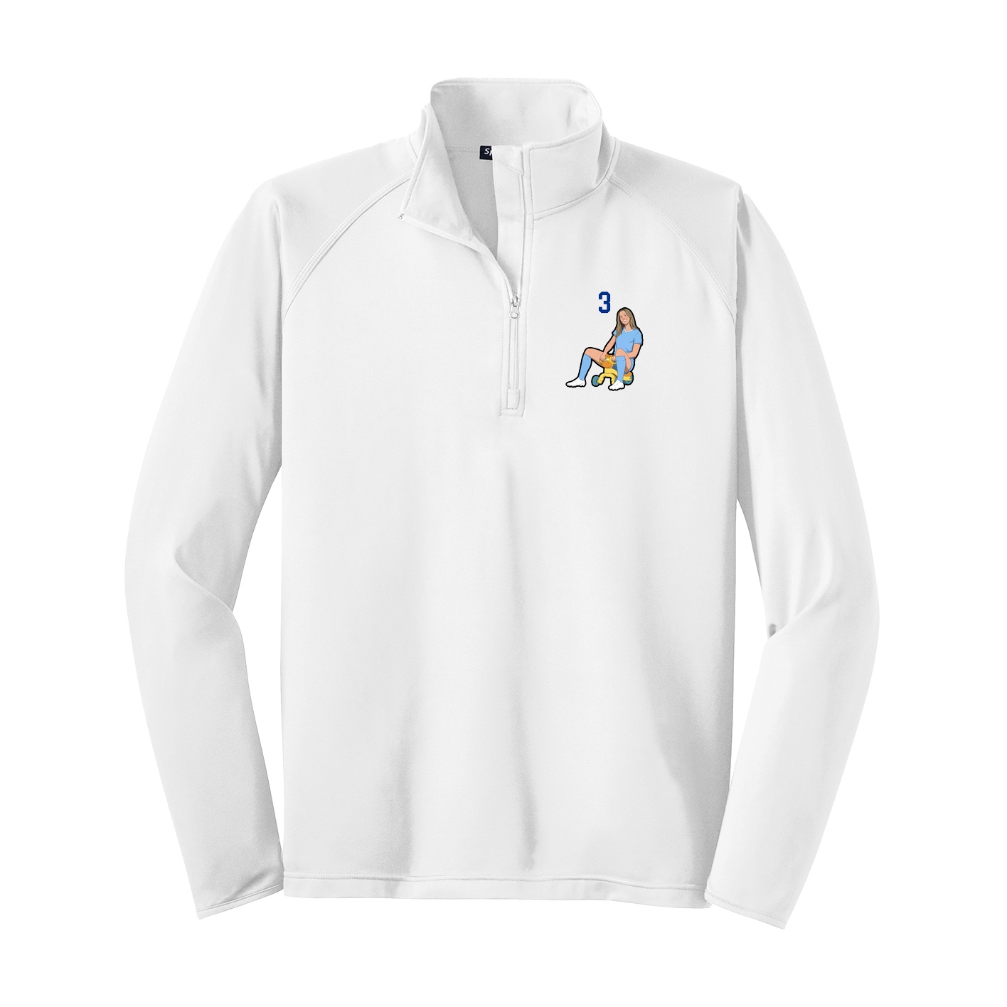 Q-Zip Pullover — Number Top in White