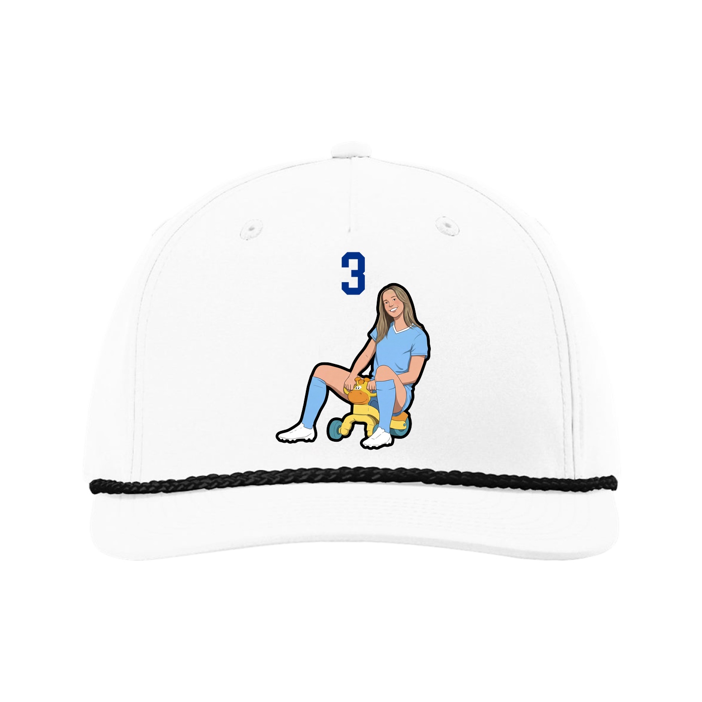 Five-Panel Classic Rope Cap — Number Top in White