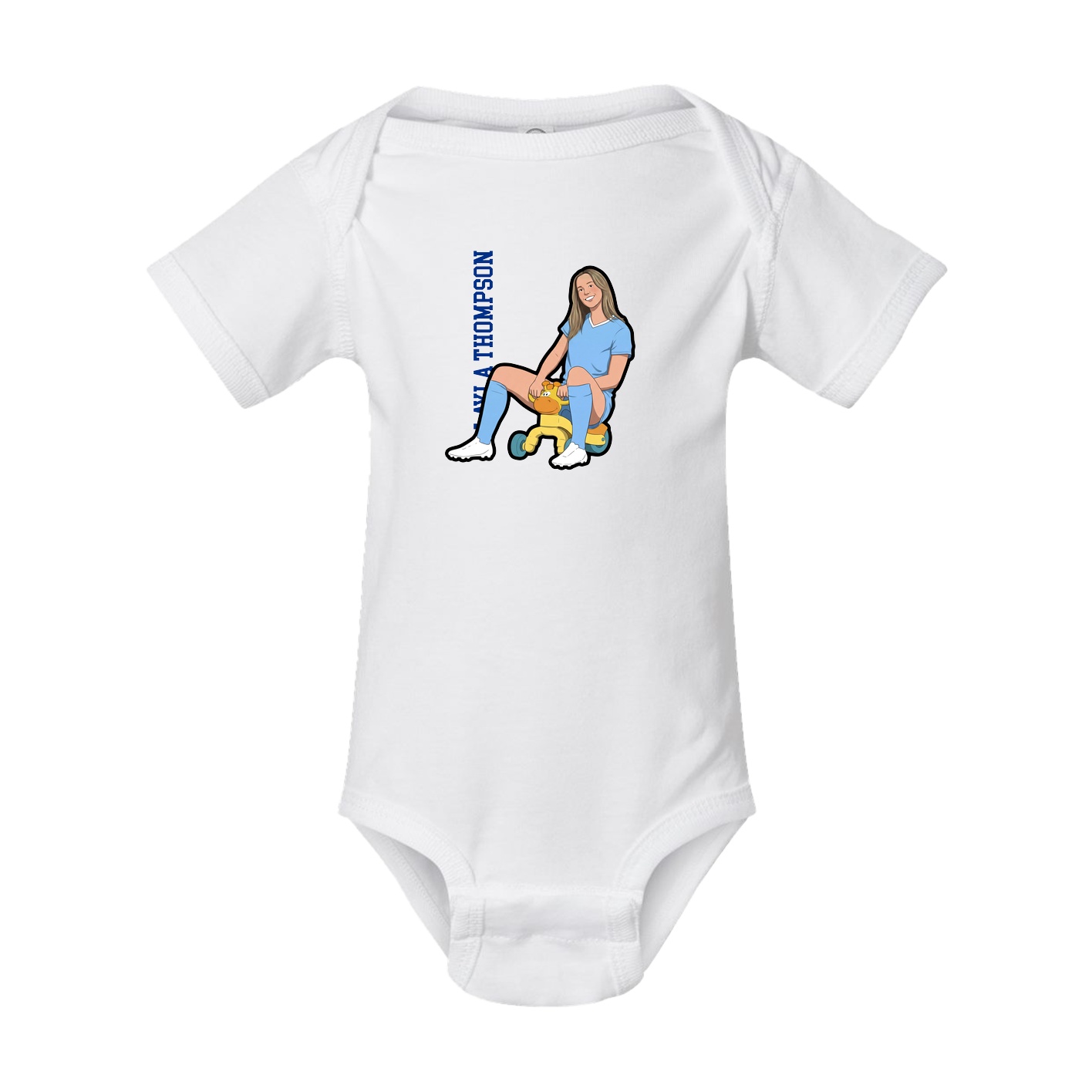 Baby Onesie — Name Vertical in White