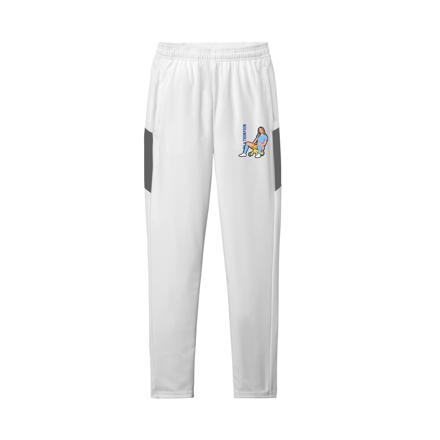 Team Travel Pant — Name Vertical in White/Grey
