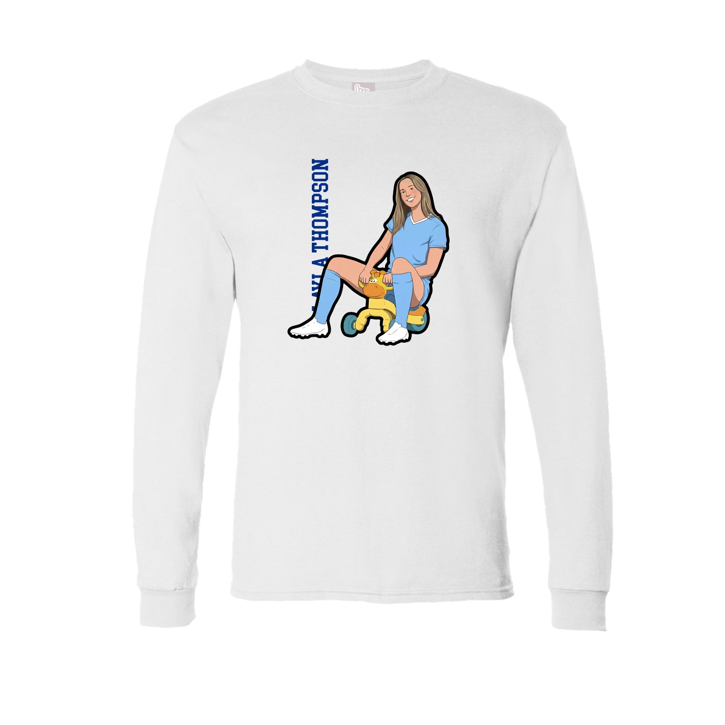 Long Sleeve Tee — Name Vertical in White
