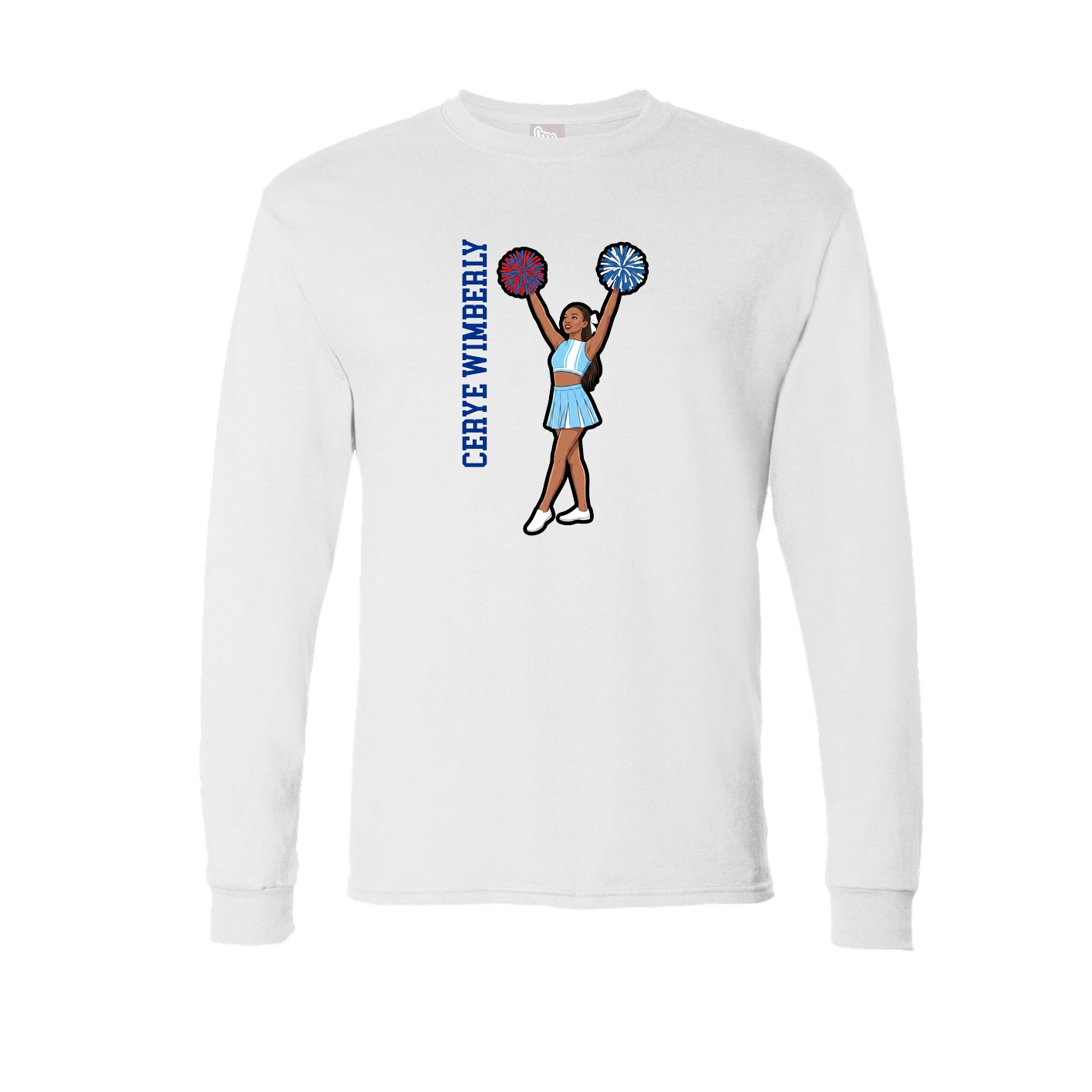 Long Sleeve Tee — Name Vertical in White