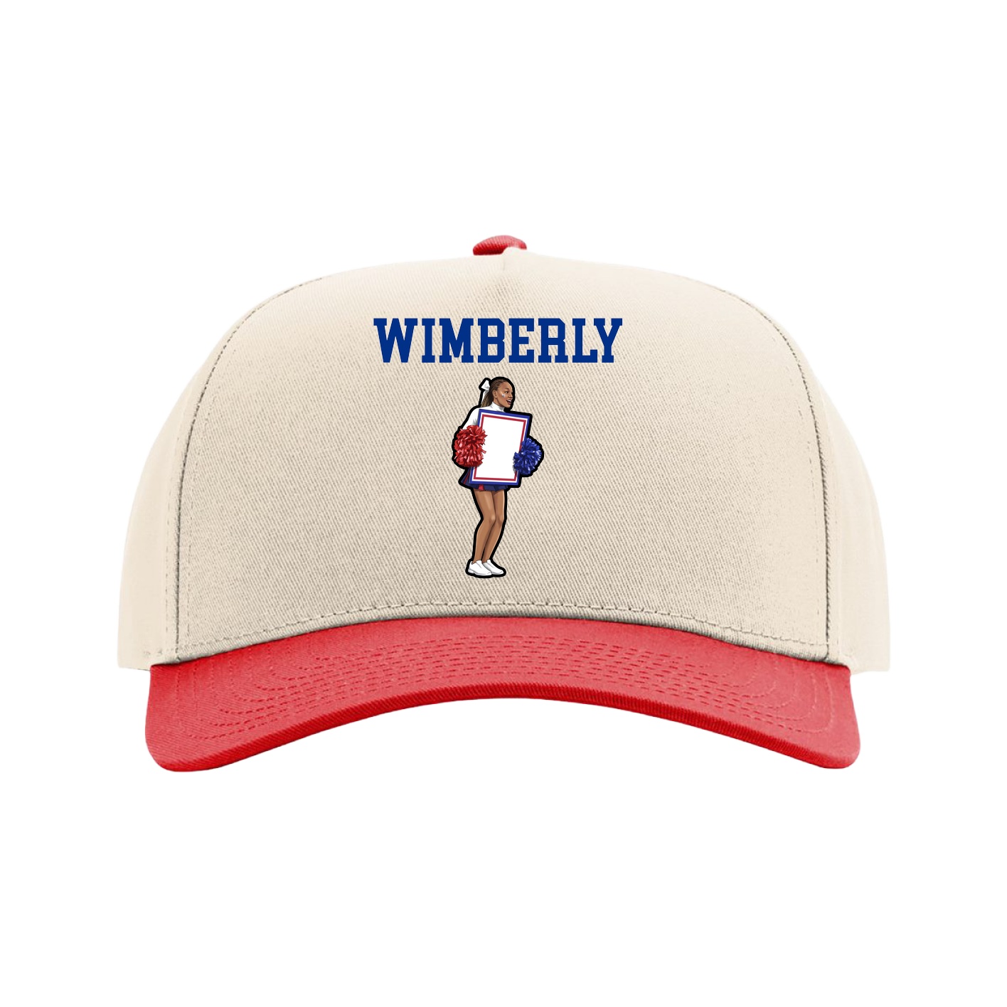 Full Fabric Five-Panel Champ Cap — Shirsey in Cream/Red