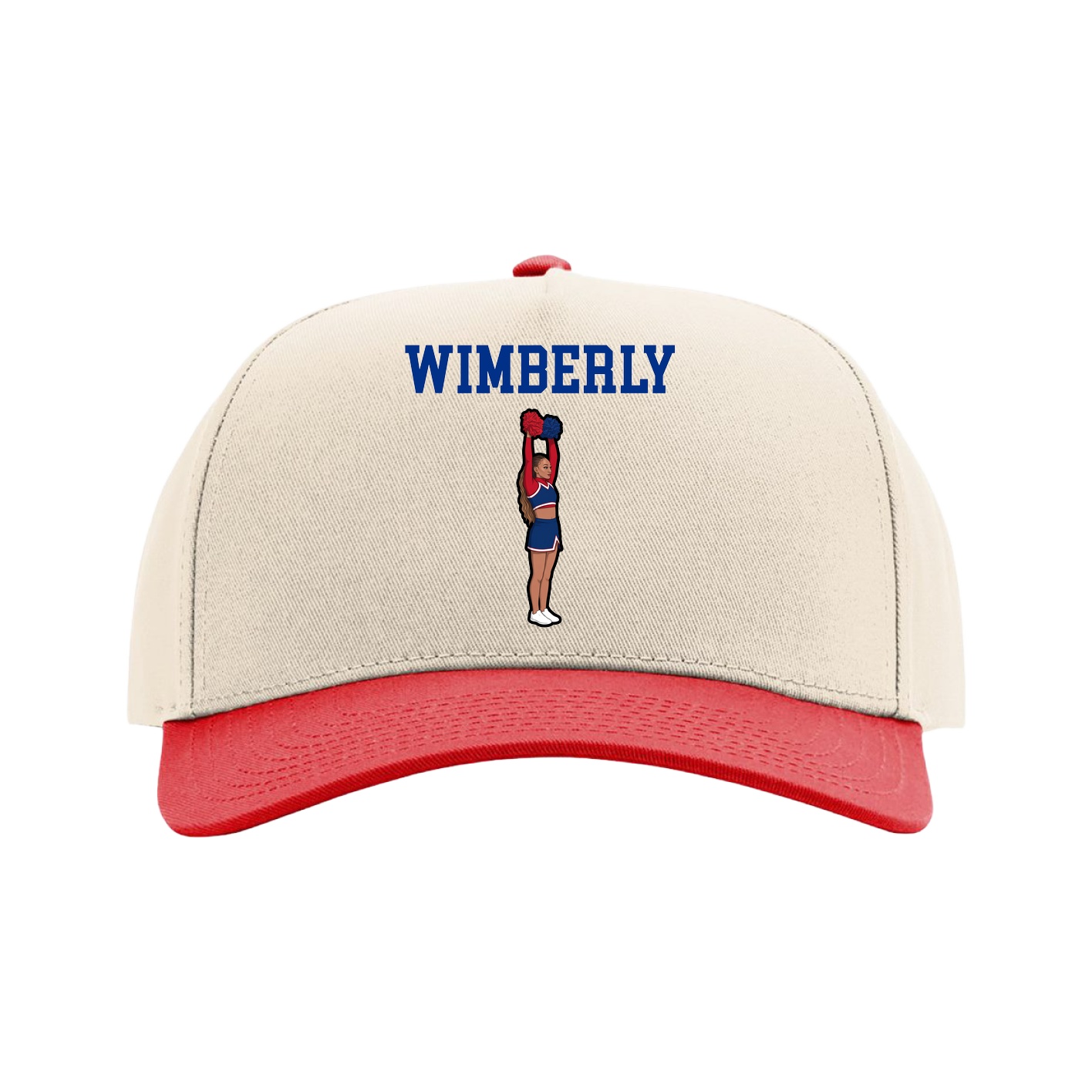 Full Fabric Five-Panel Champ Cap — Shirsey in Cream/Red