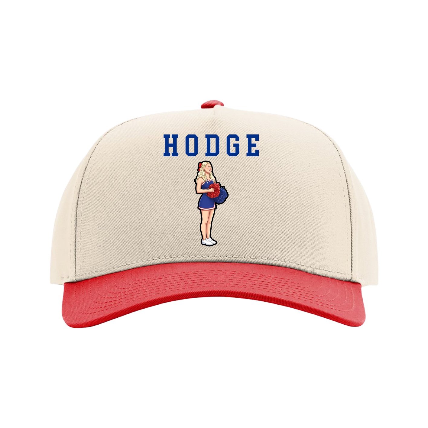 Full Fabric Five-Panel Champ Cap — Shirsey in Cream/Red