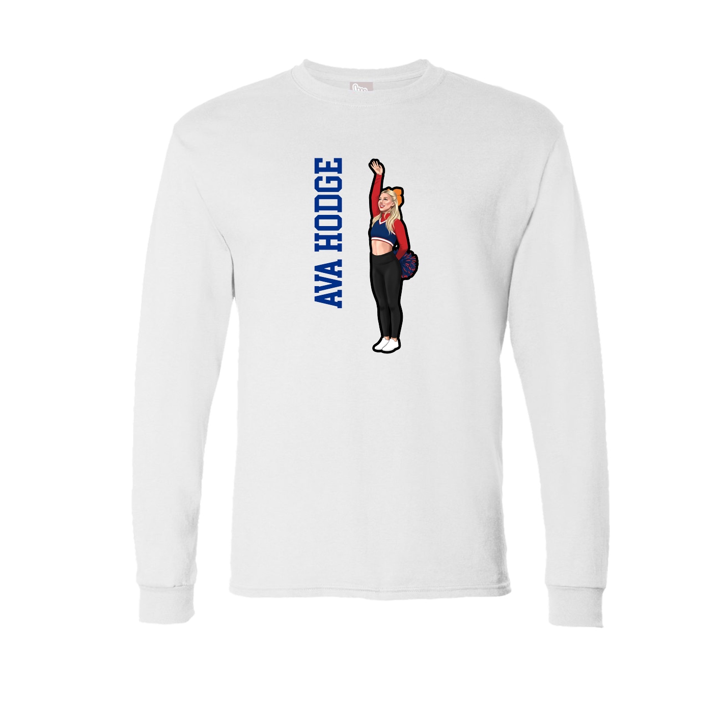 Long Sleeve Tee — Name Vertical in White