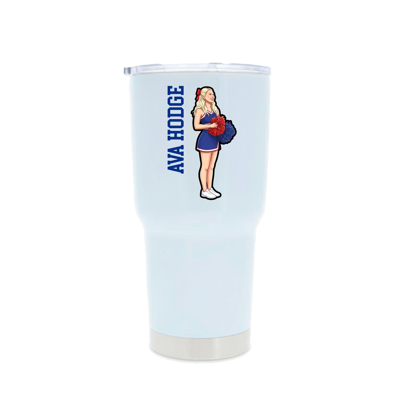 30oz Stainless Steel Tumbler — Name Vertical in White