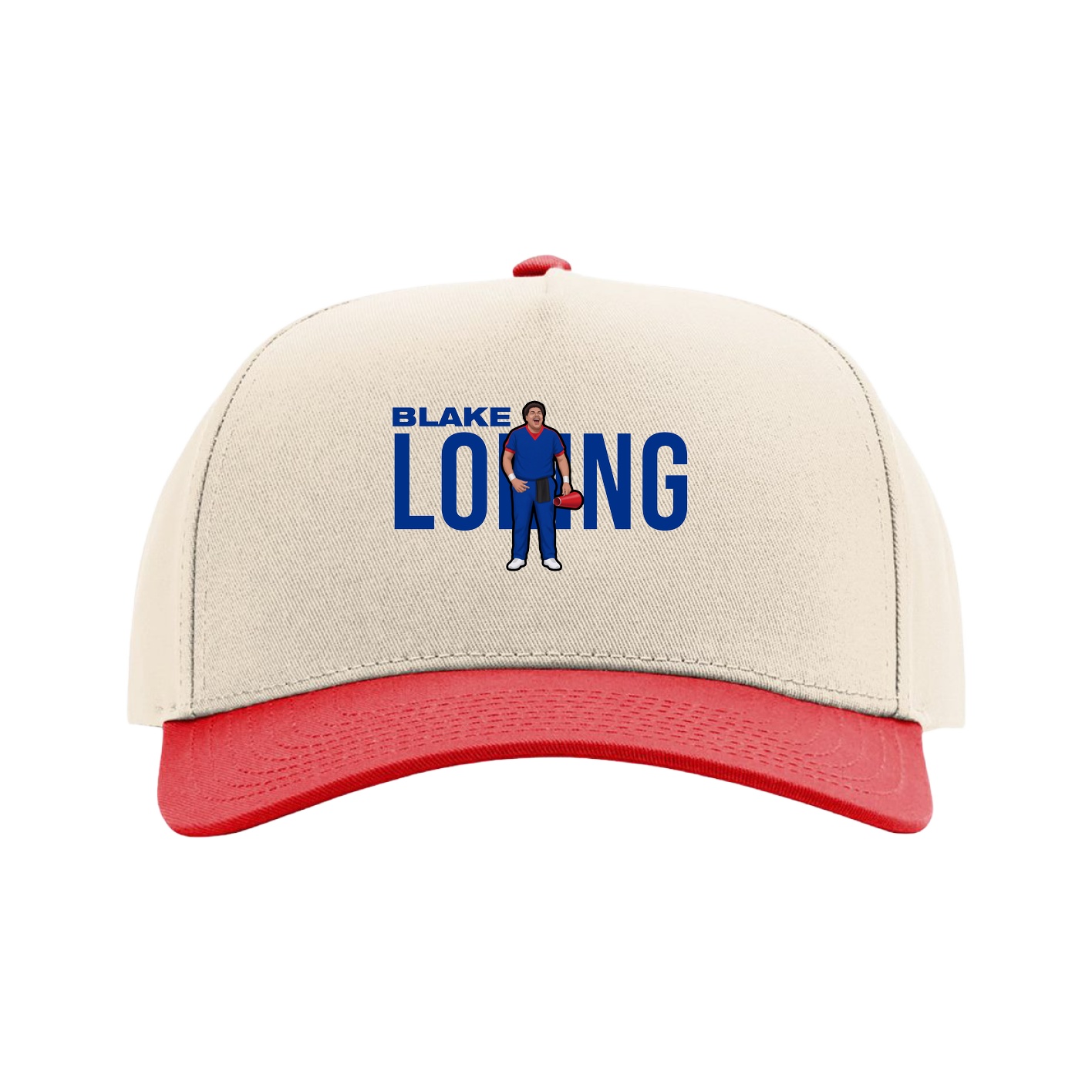 Full Fabric Five-Panel Champ Cap — Player Name in Cream/Red