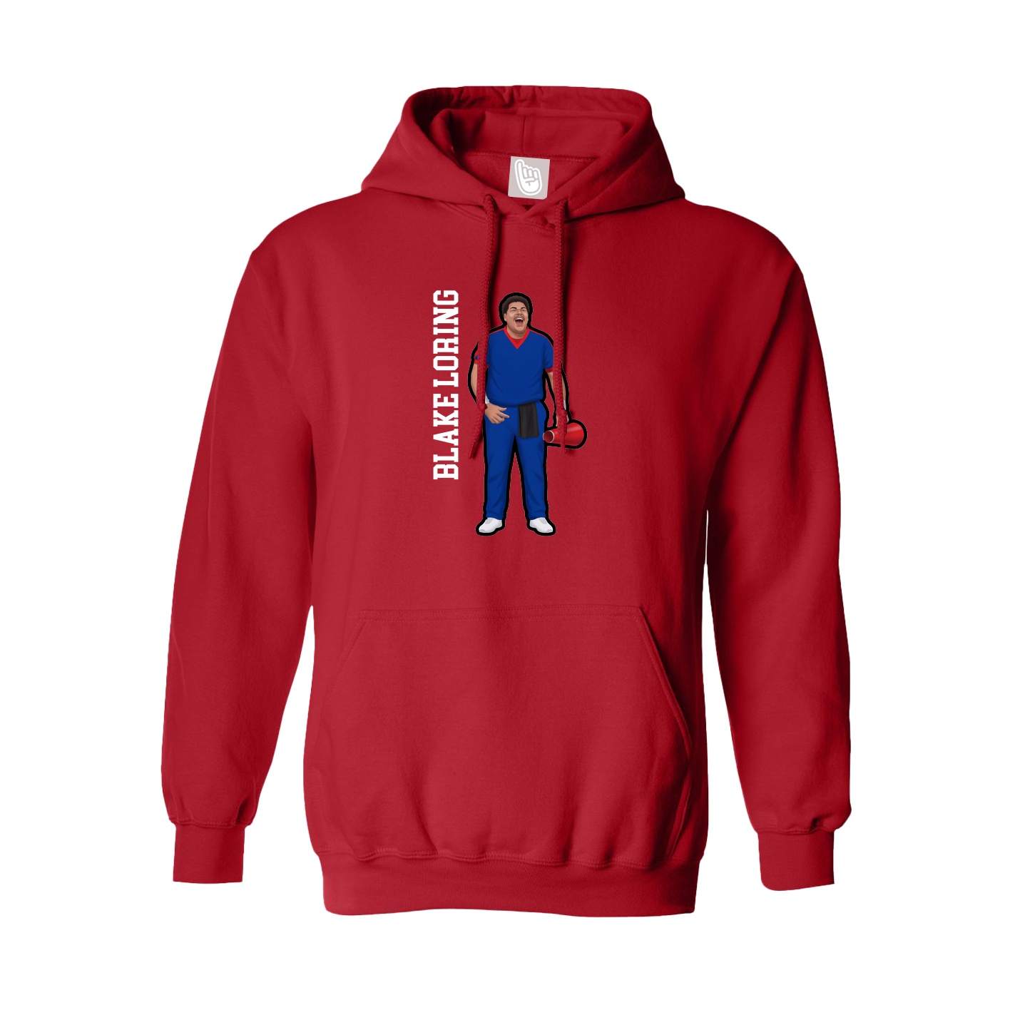 Youth Hoodie — Name Vertical in Red