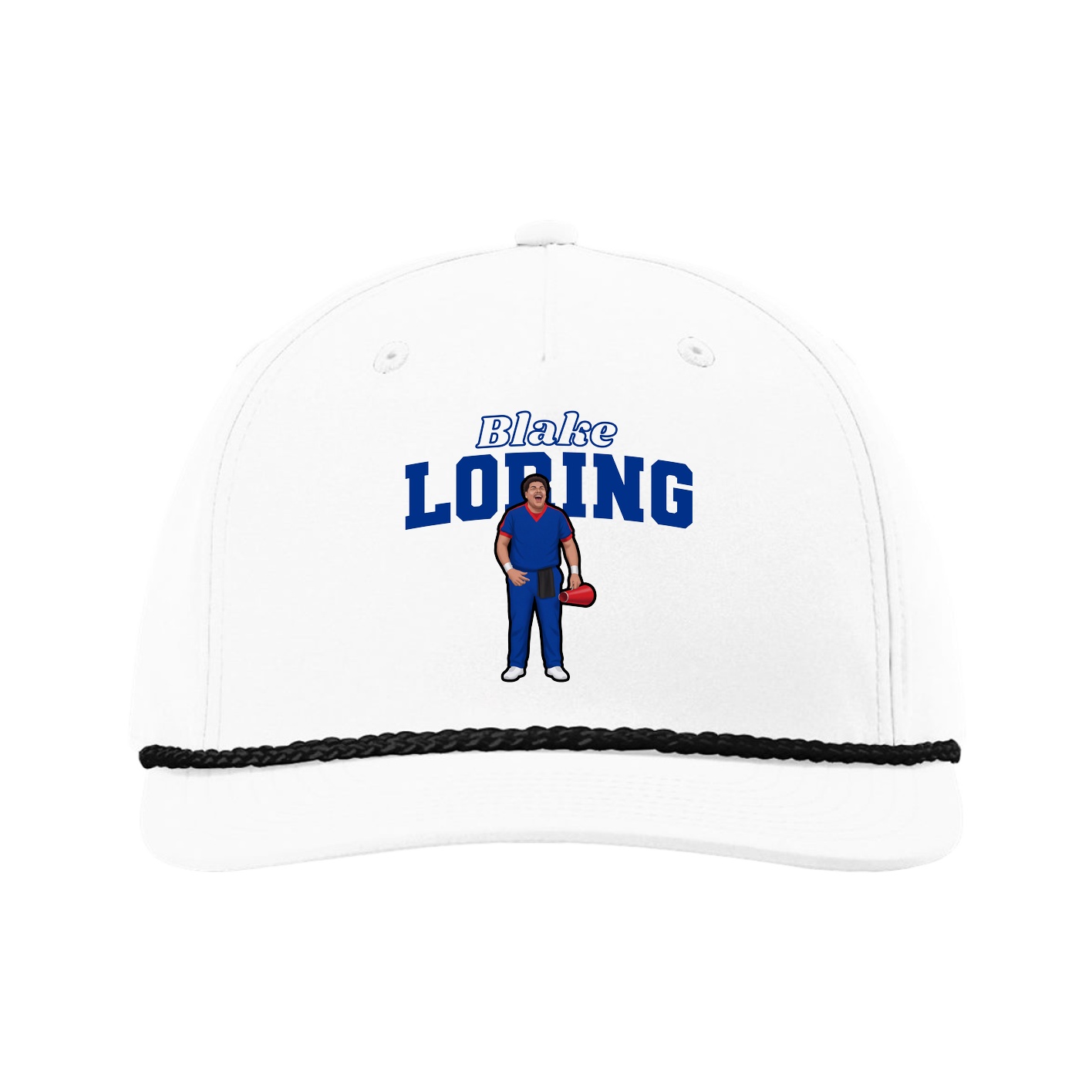 Five-Panel Classic Rope Cap — Name Arch in White