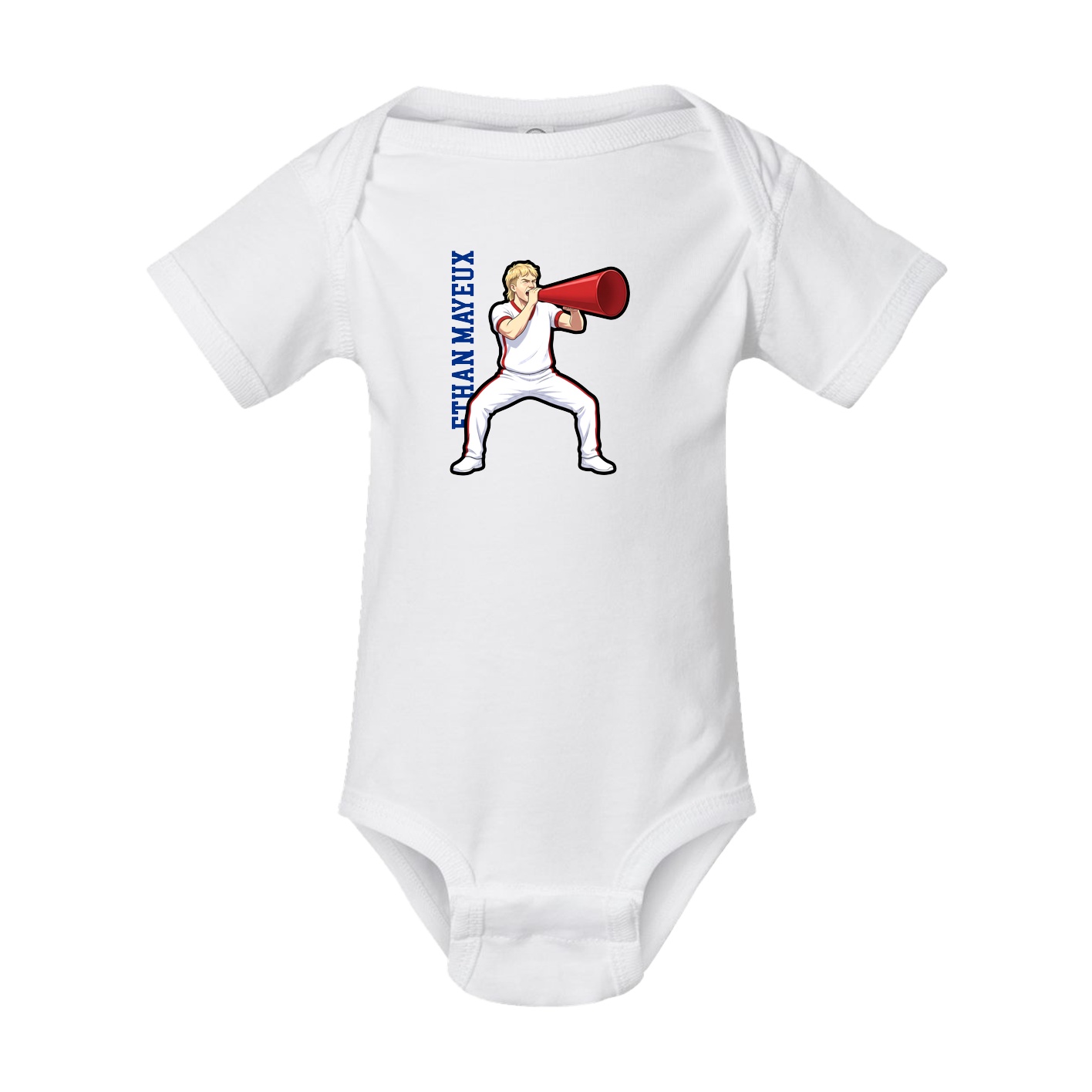 Baby Onesie — Name Vertical in White