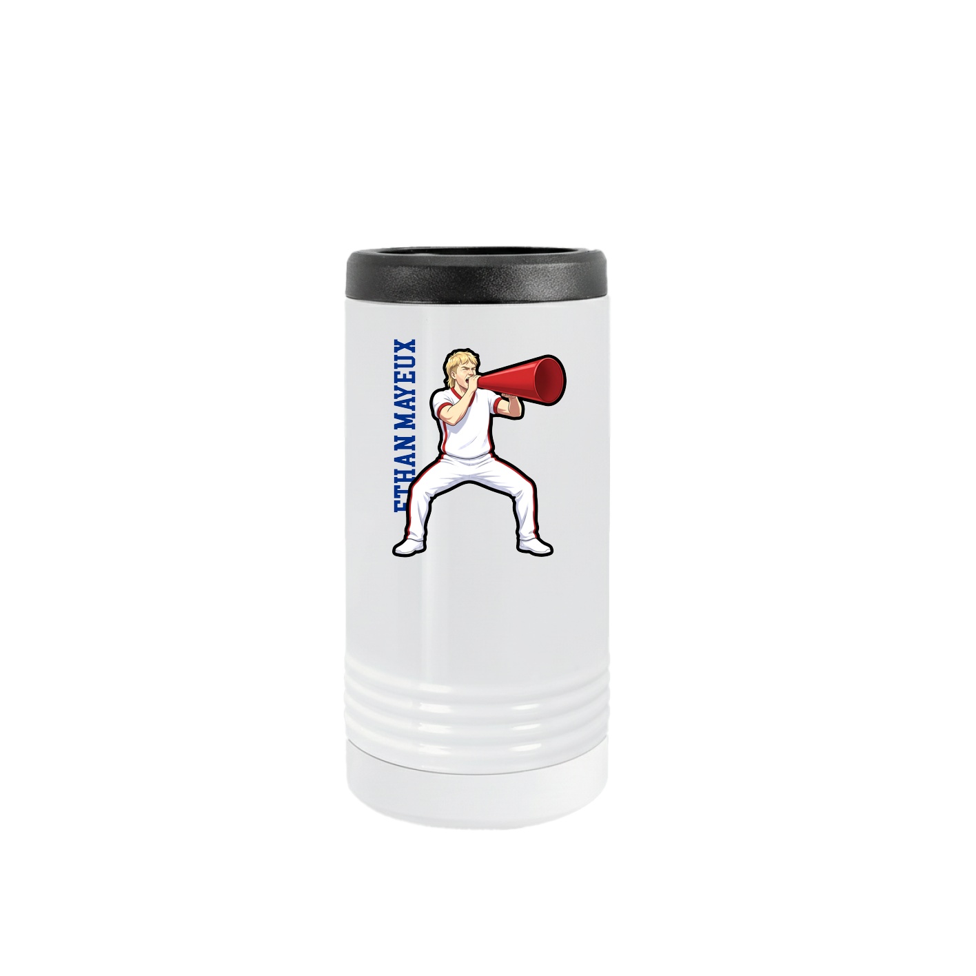 Slim Beverage Holder — Name Vertical in White