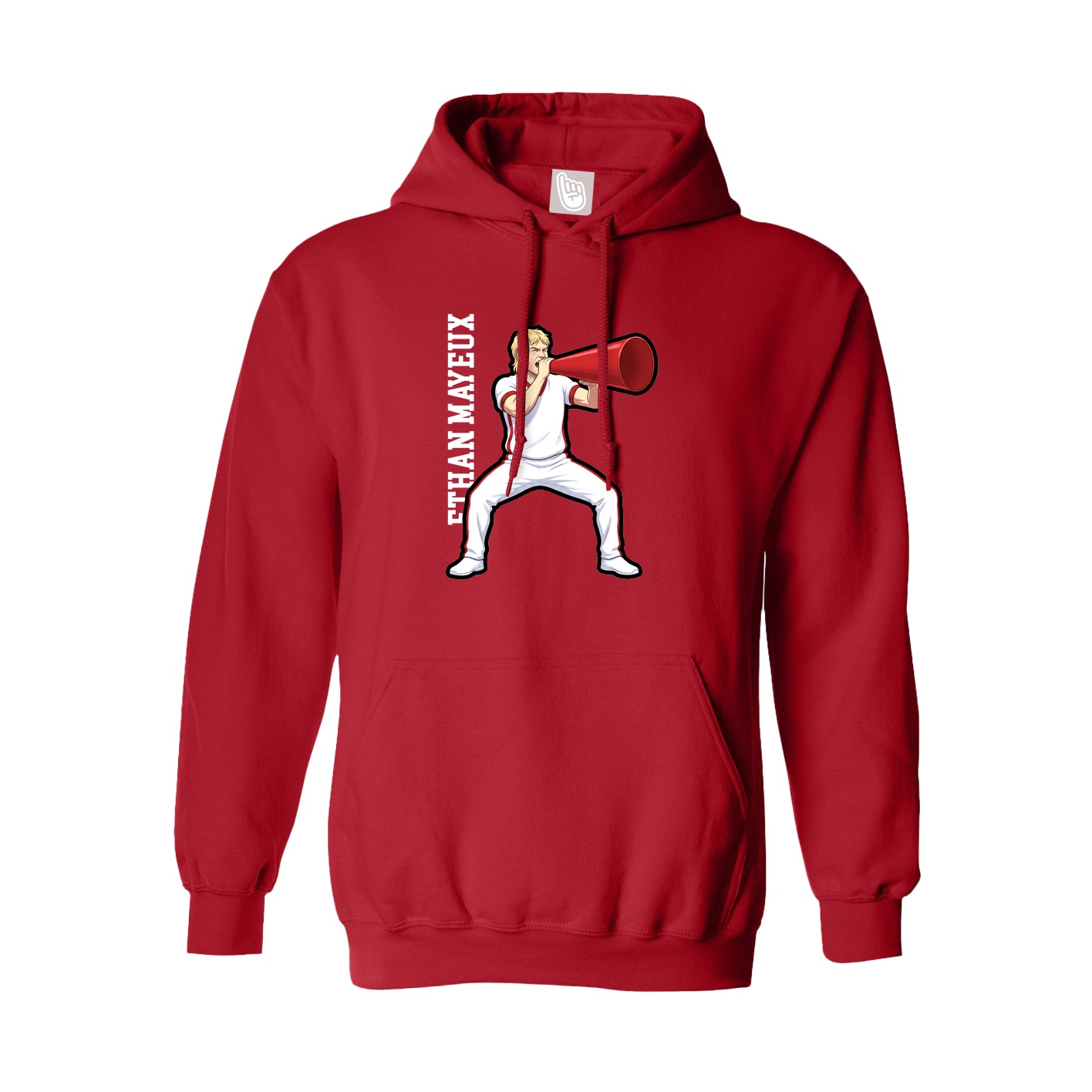 Youth Hoodie — Name Vertical in Red