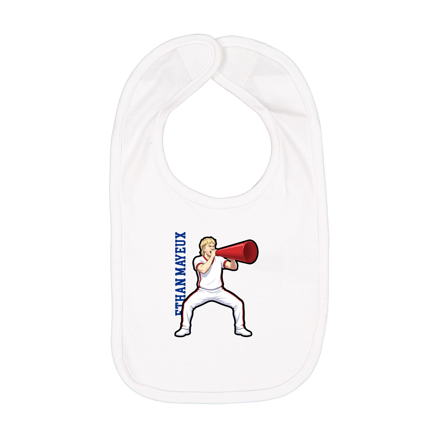 Infant Bib — Name Vertical in White