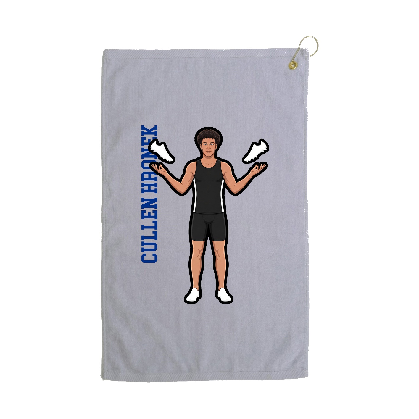 Golf Towel — Name Vertical in Grey