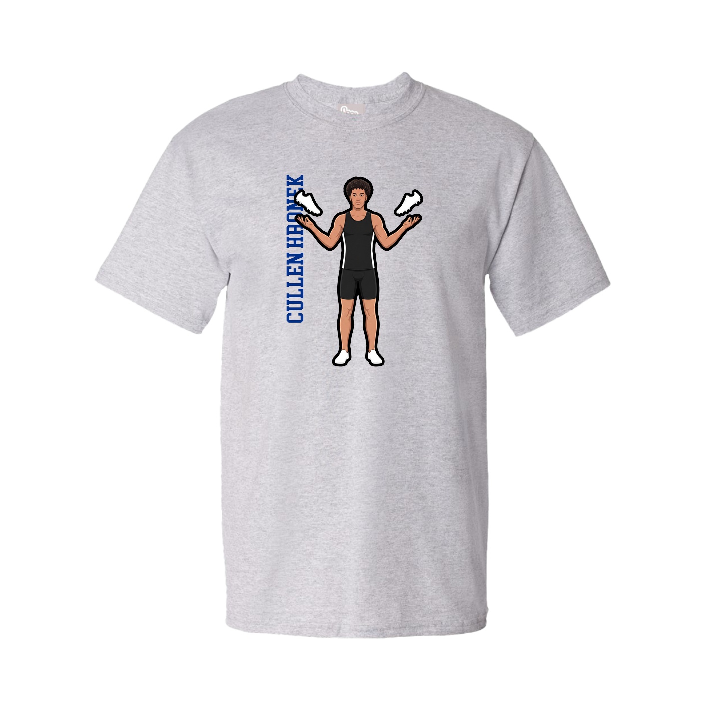 Tee — Name Vertical in Grey