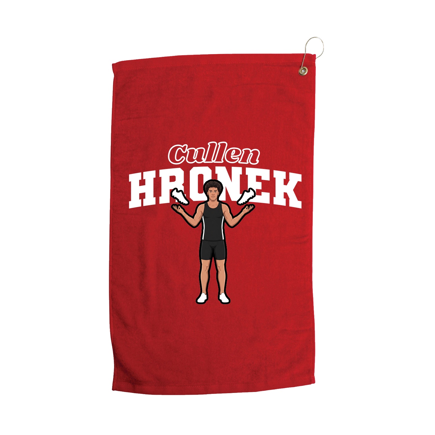 Golf Towel — Name Arch in Red