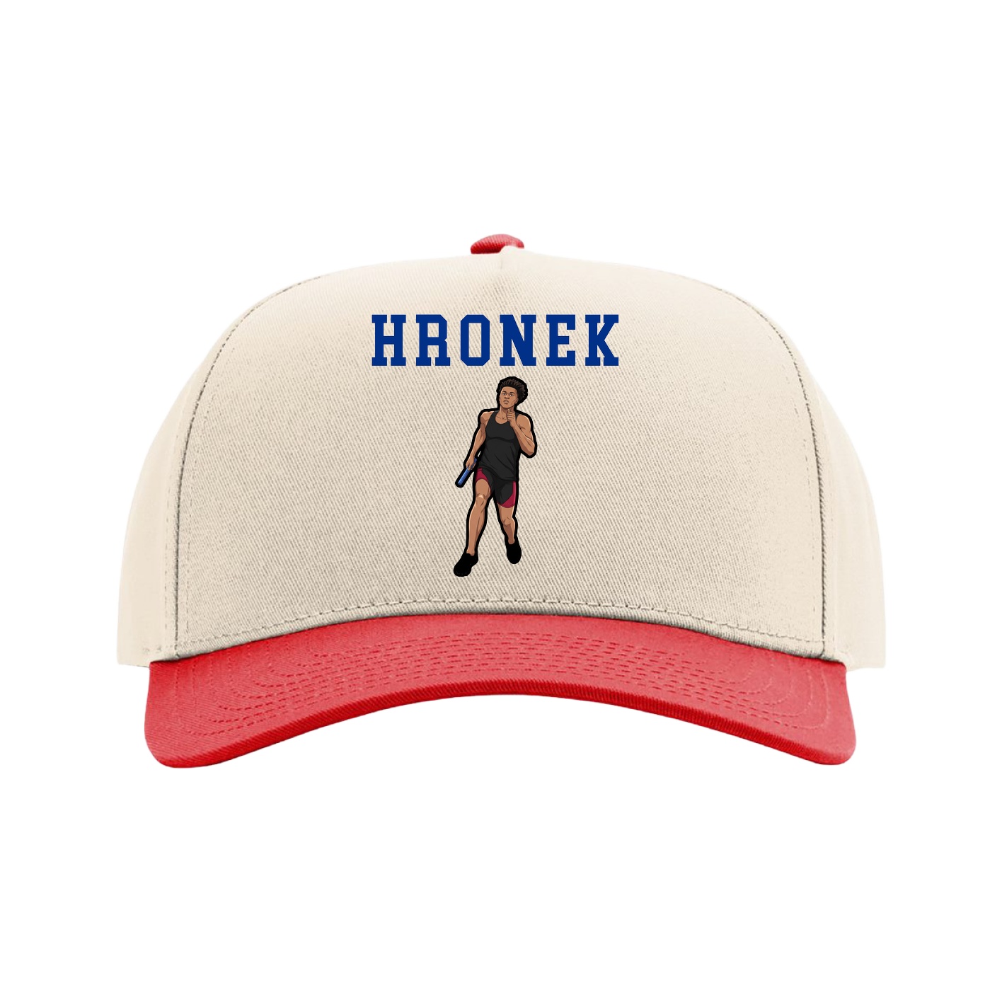 Full Fabric Five-Panel Champ Cap — Shirsey in Cream/Red