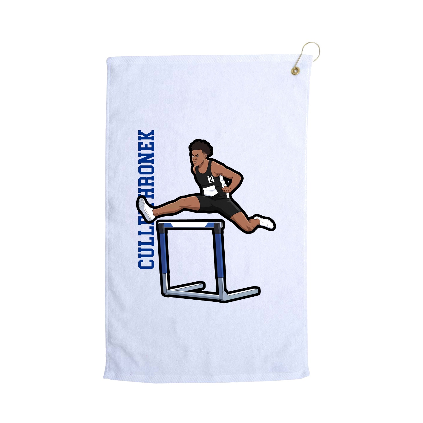 Golf Towel — Name Vertical in White
