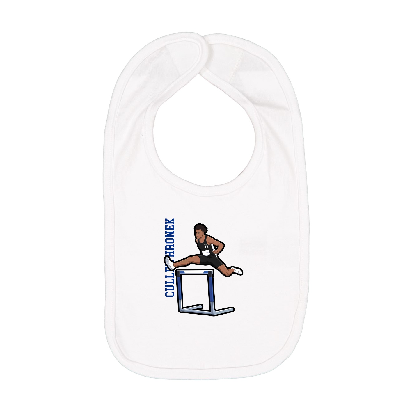 Infant Bib — Name Vertical in White