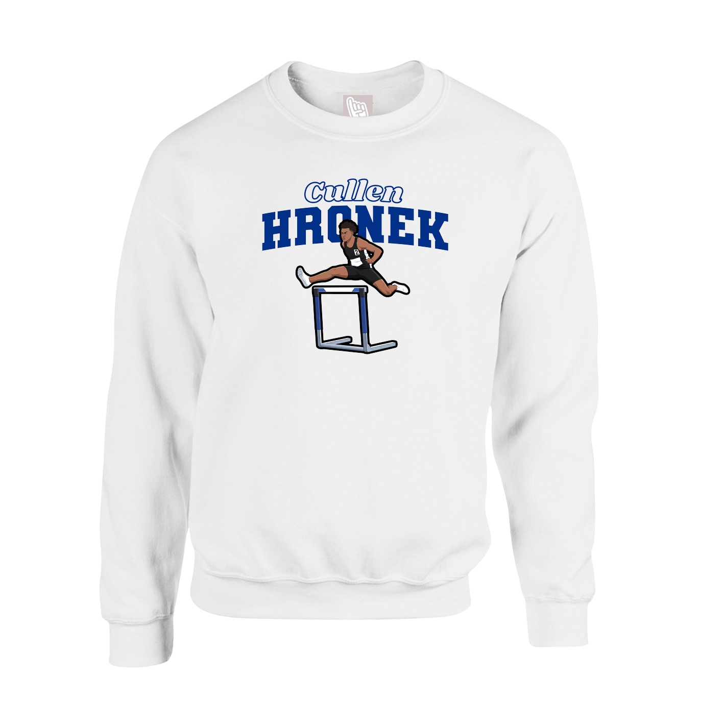 Fleece Crew — Name Arch in White