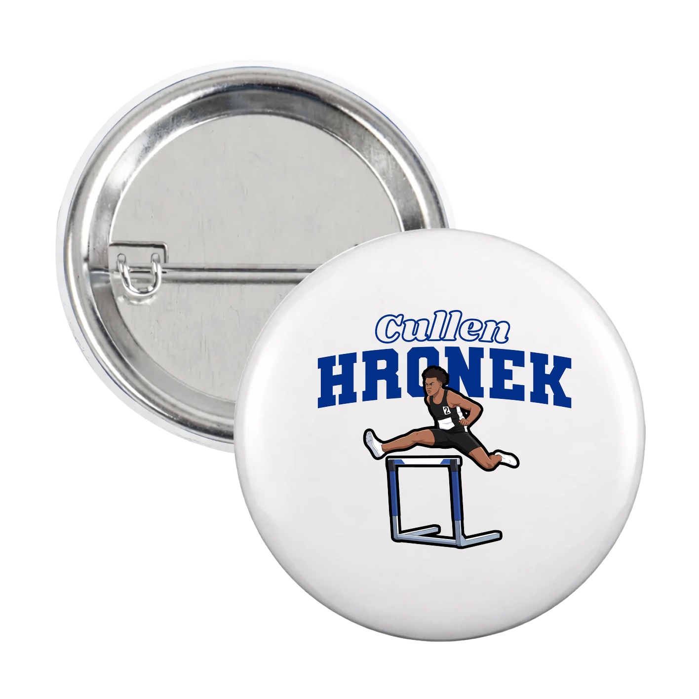 Game Day Button — Name Arch in White