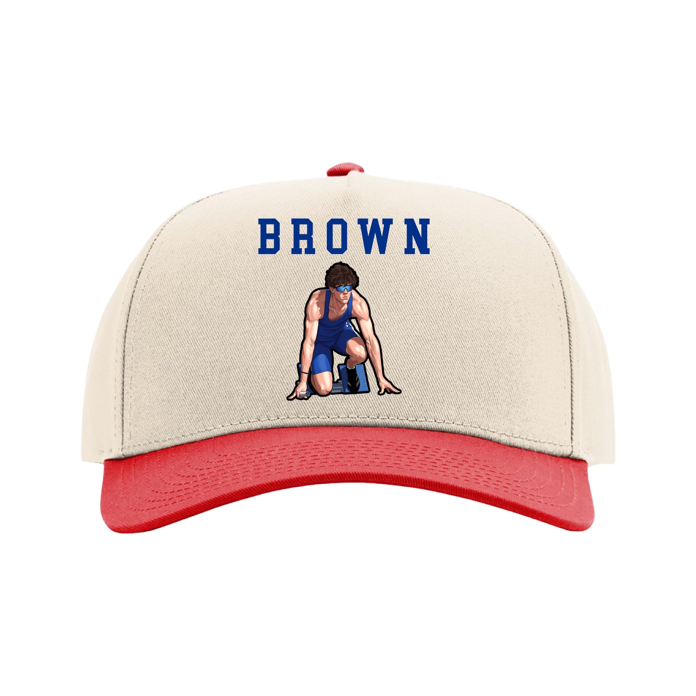 Full Fabric Five-Panel Champ Cap — Shirsey in Cream/Red