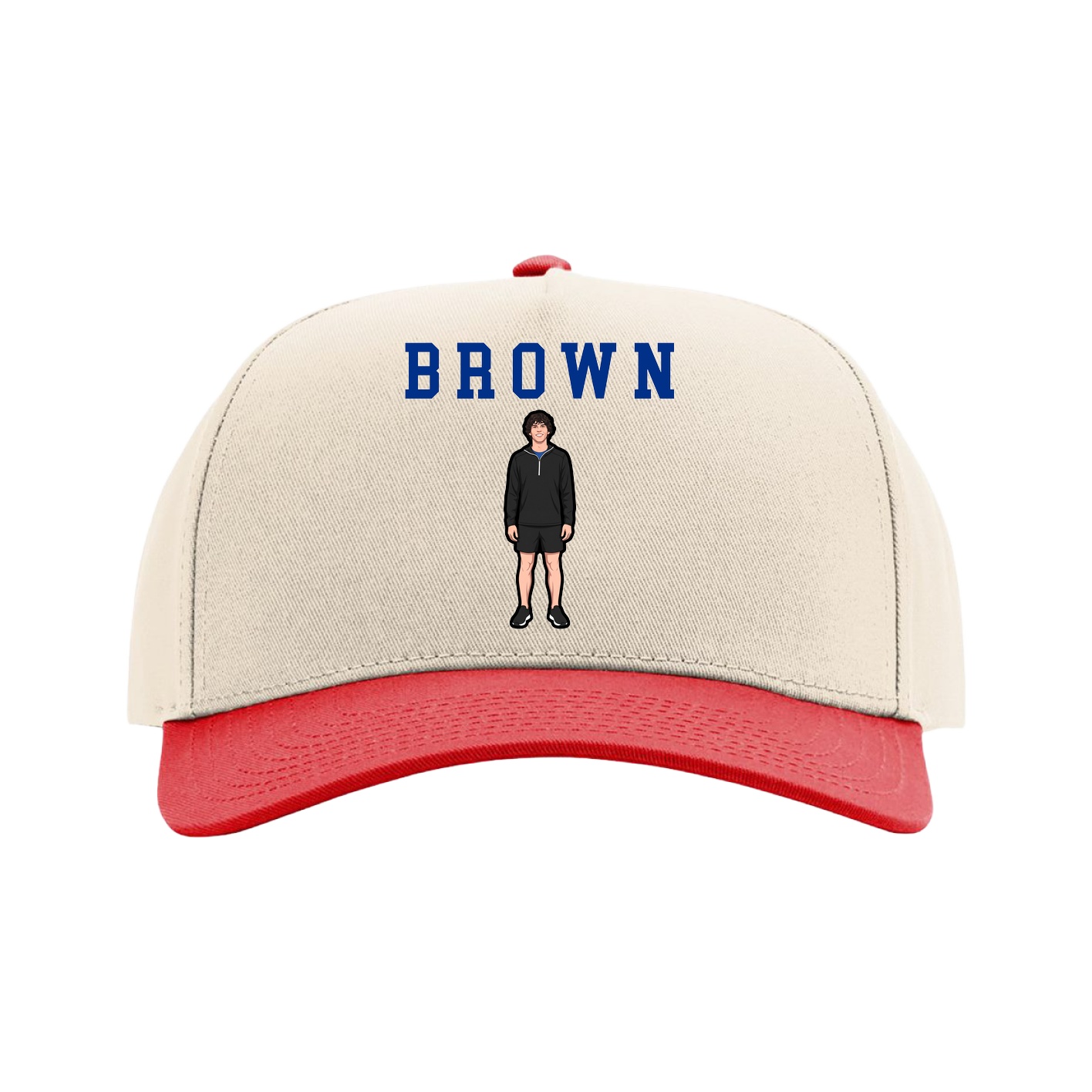 Full Fabric Five-Panel Champ Cap — Shirsey in Cream/Red