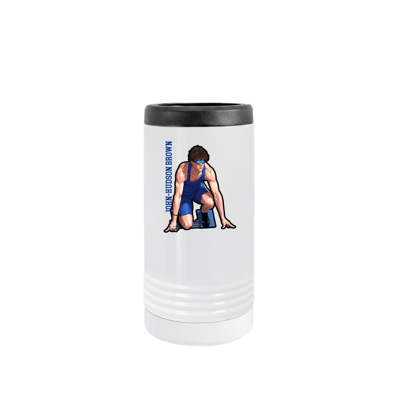 Slim Beverage Holder — Name Vertical in White