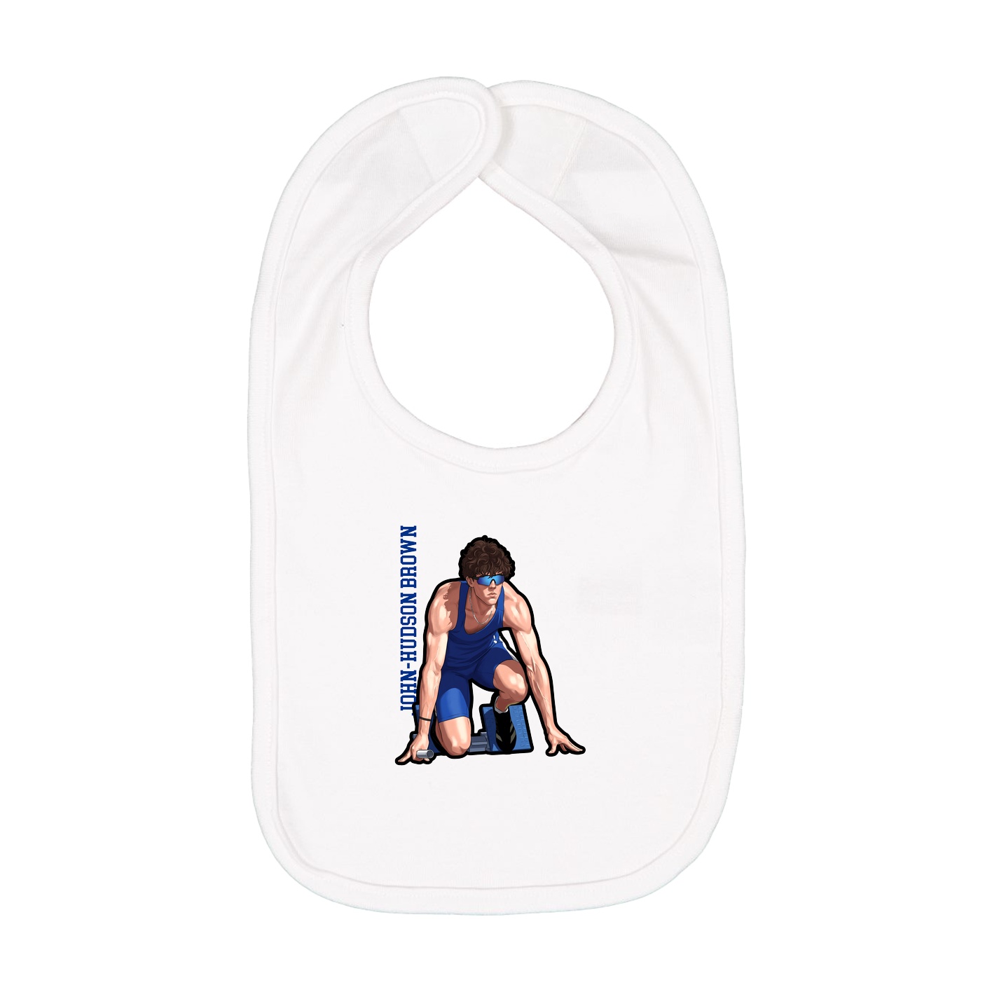 Infant Bib — Name Vertical in White