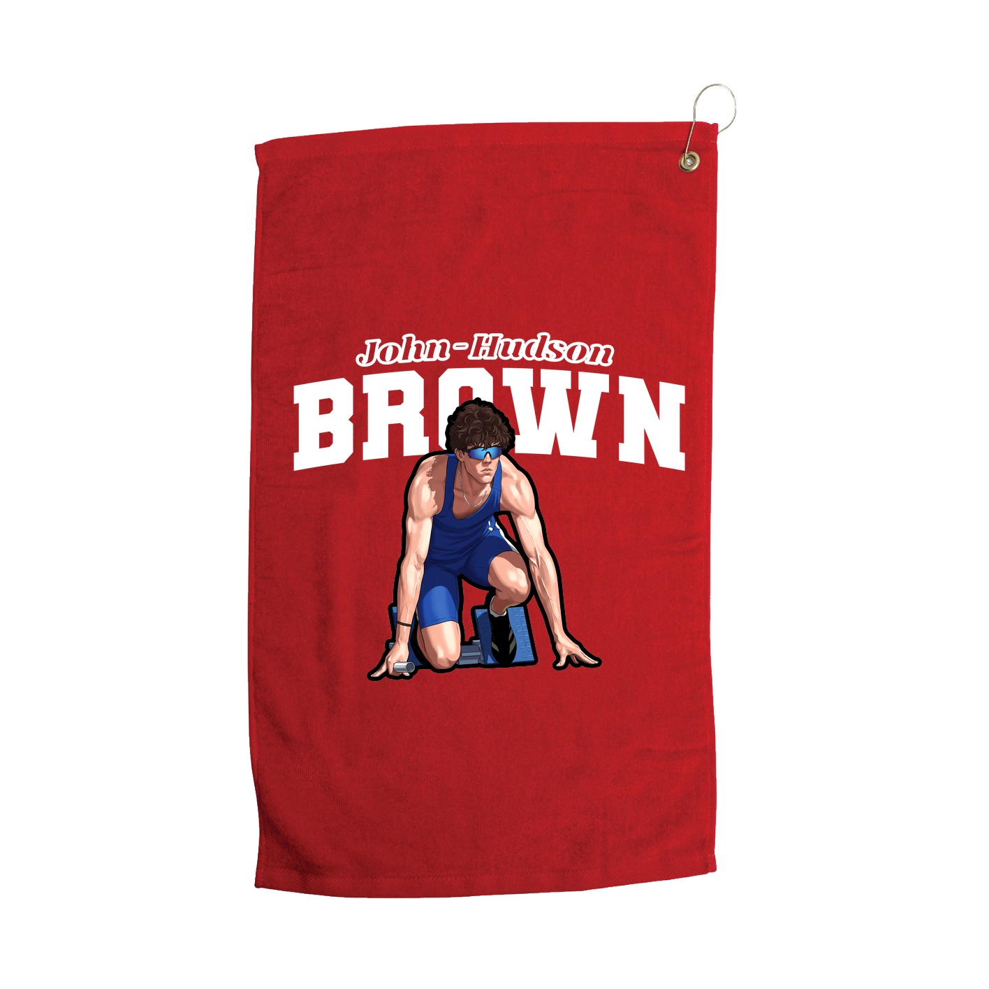 Golf Towel — Name Arch in Red