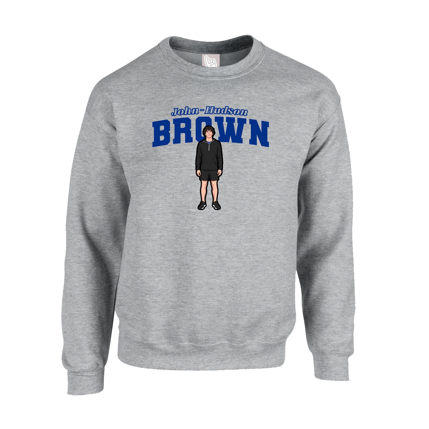 Fleece Crew — Name Arch in Grey