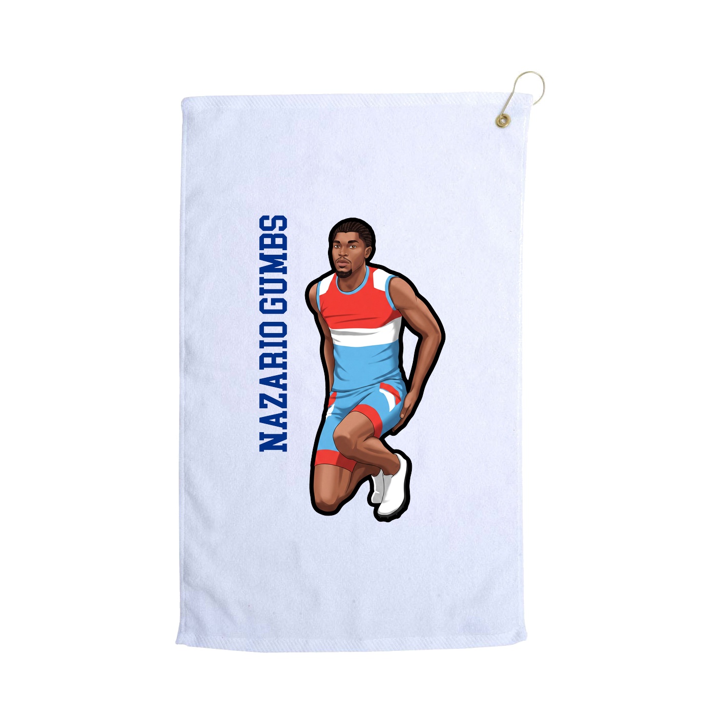Golf Towel — Name Vertical in White